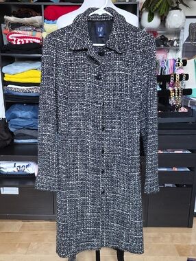 GAP Women's Black & White Tweed Coat